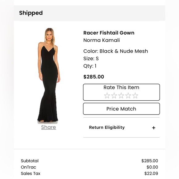 Size SM, Black Norma Kamali Racer Fishtail Gown. NWT, NBW - Picture 6 of 7